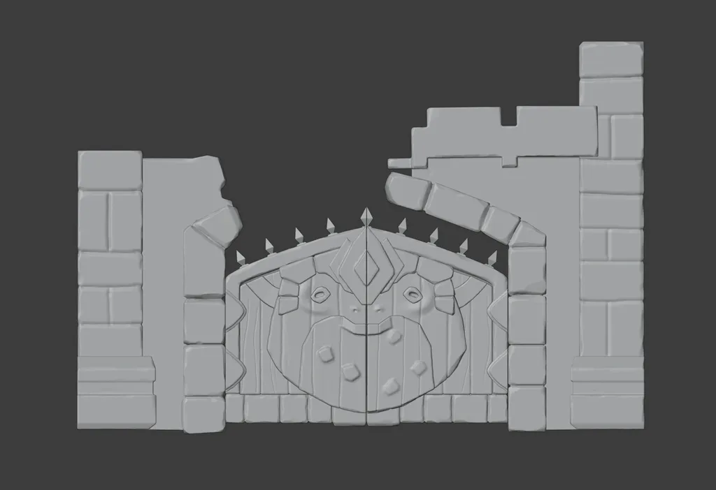 wood-metal gate with forms of the frog face
