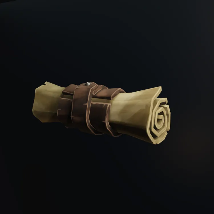 Pirate's scroll with leather binding.